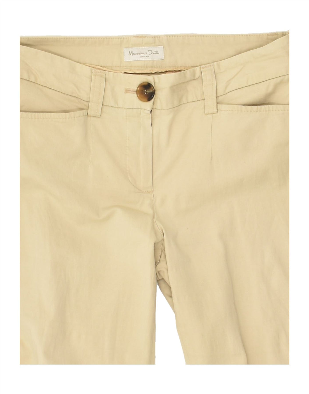 MASSIMO DUTTI Womens Straight Casual Trousers W28 L28  Beige Cotton | Vintage Massimo Dutti | Thrift | Second-Hand Massimo Dutti | Used Clothing | Messina Hembry 