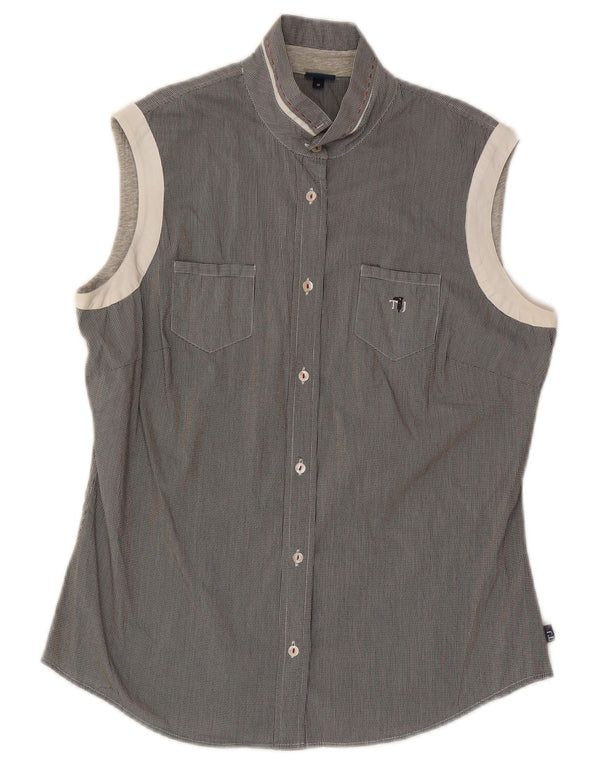 Trussardi Jeans γυναικείο αμάνικο πουκάμισο UK 14 Medium Grey Check