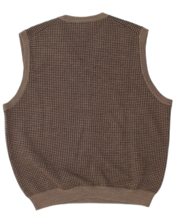 Brooks Brothers Ανδρικό γιλέκο Tank Top Μεσαίο Καφέ Houndstooth Μαλλί Merino