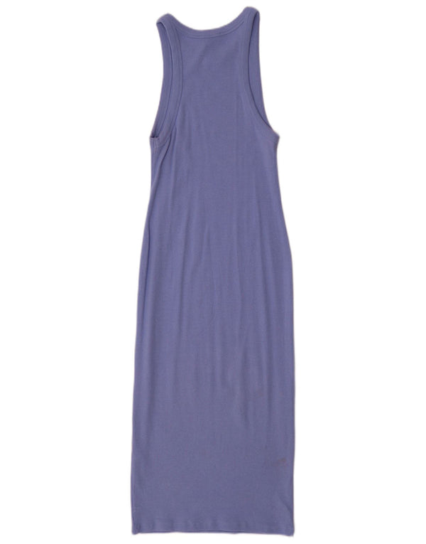 Zara Γυναικείο Αμάνικο Bodycon Φόρεμα UK 12 μεσαίο μωβ βαμβακερό