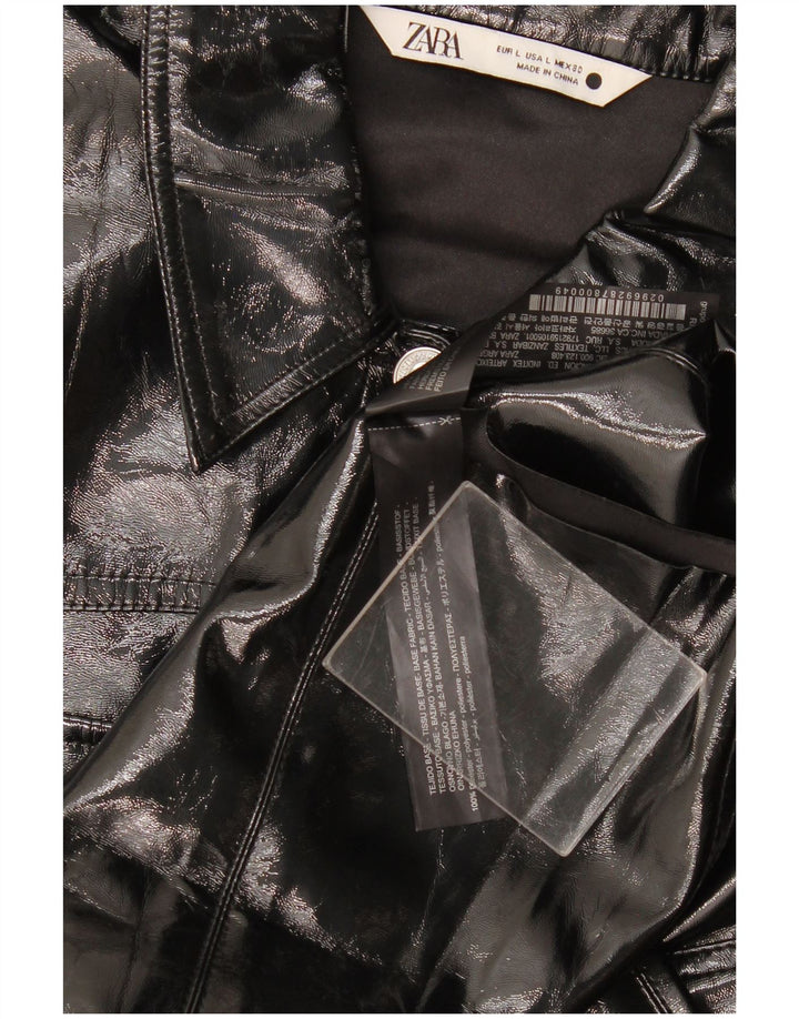 Zara Γυναικείο Παλτό UK 16 Large Black Polyester