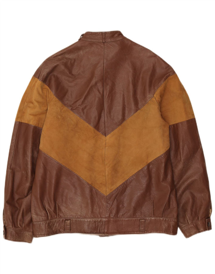 Vintage Ανδρικό Δερμάτινο Μπουφάν IT 52 XL Καφέ Colourblock