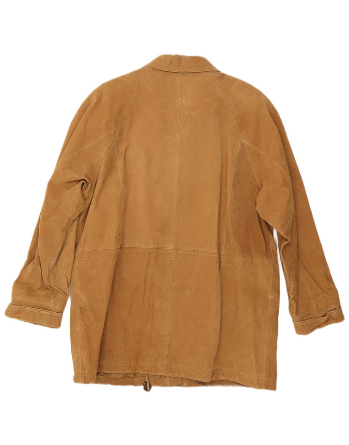 Vintage γυναικείο υπερμεγέθη σουέντ πανωφόρι UK 16 Large Beige Leather