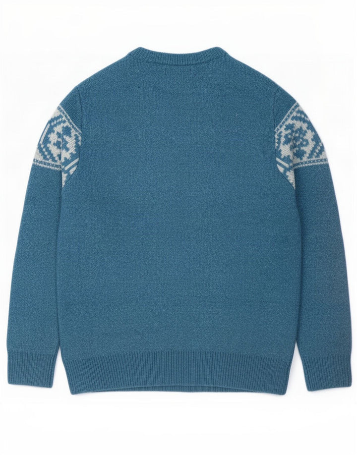 Ανδρικό πουλόβερ Marks & Spencer Boat Neck Jumper Medium Blue Fair Isle Acrylic