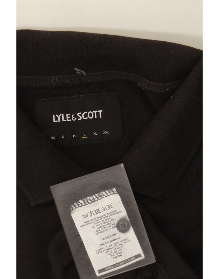 Ανδρικό πουκάμισο πόλο Lyle & Scott, μεγάλο μαύρο βαμβακερό