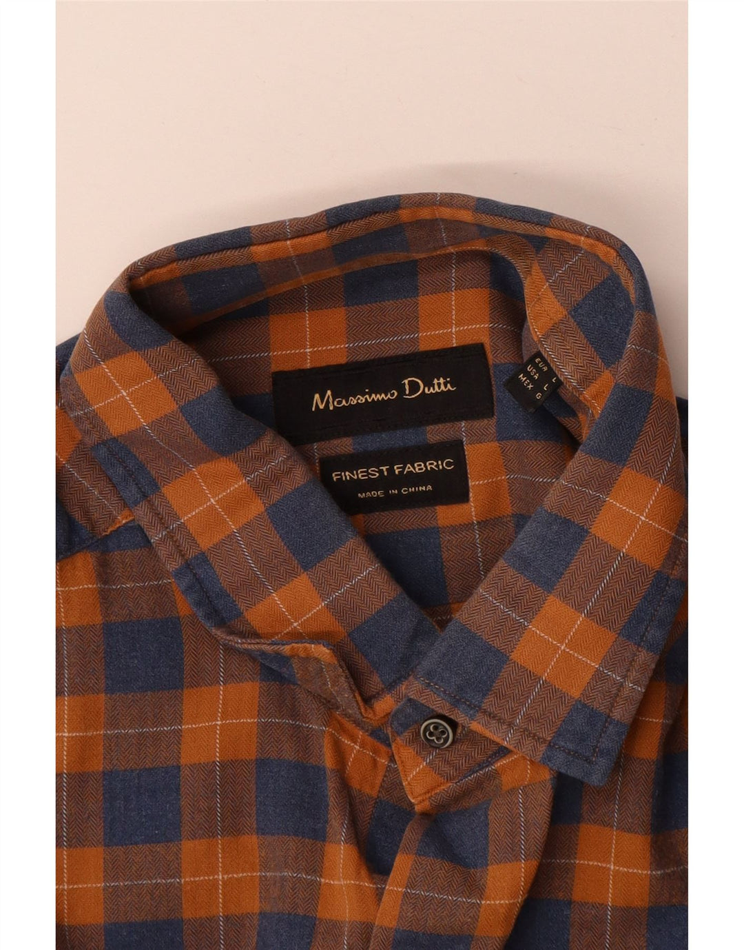 Ανδρικό φανελένιο πουκάμισο Massimo Dutti, μεγάλο πορτοκαλί καρό
