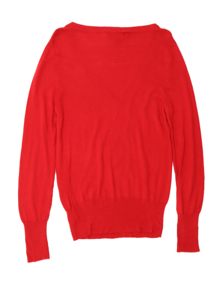 MOSSIMO Womens V-Neck Jumper Sweater UK 14 Large Red Nylon Vintage Mossimo and Second-Hand Mossimo from Messina Hembry 