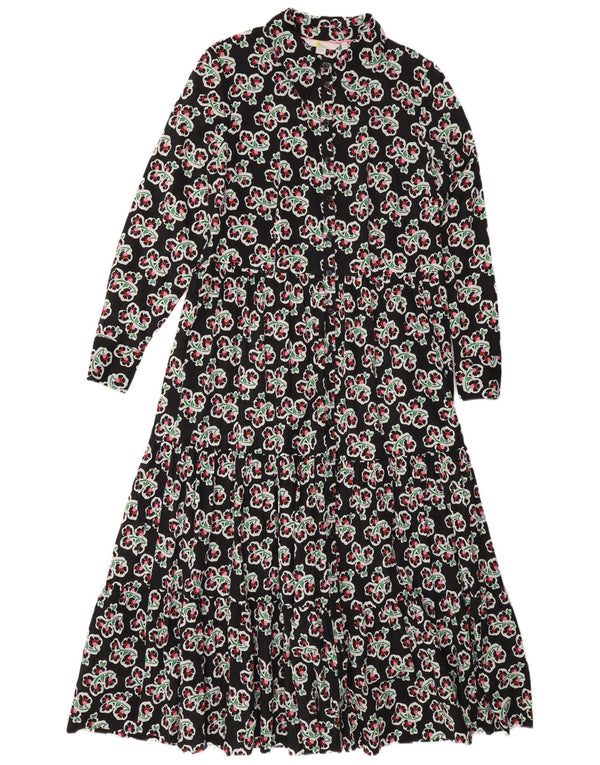 Boden Γυναικείο μακρυμάνικο φόρεμα UK 14 Large Black Floral