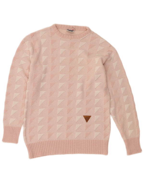 Avanti Mens By C&A Crew Neck Jumper πουλόβερ EU 44/46 Small Pink Geometric