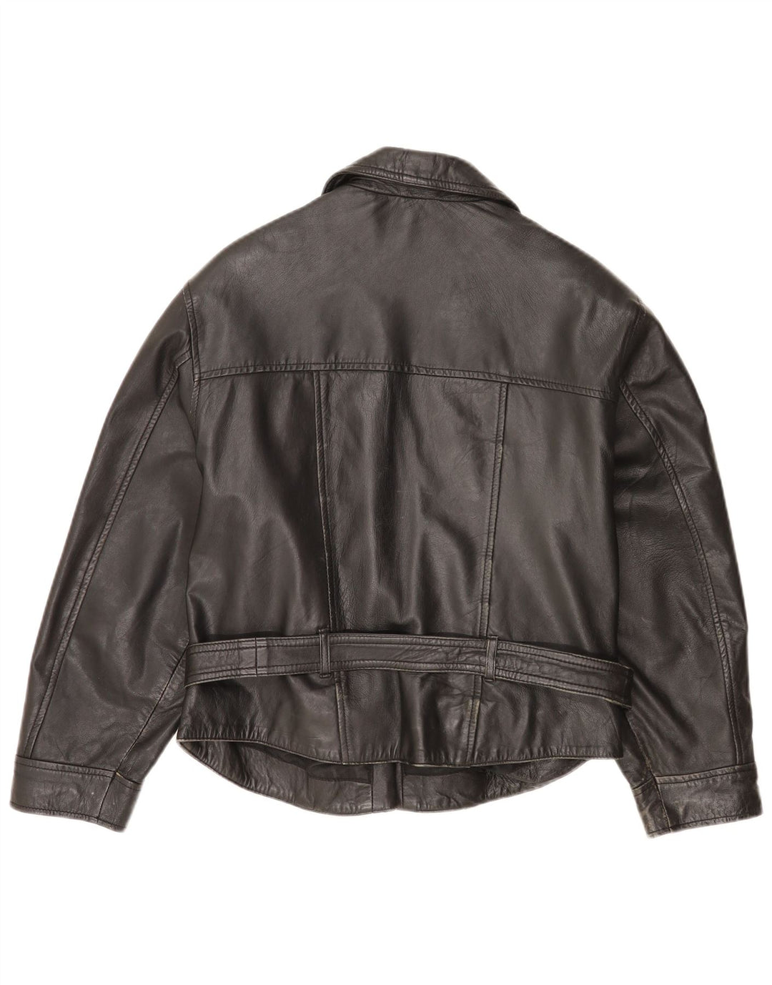 Vintage Γυναικείο Δερμάτινο Μπουφάν Biker UK 14 Large Μαύρο Δερμάτινο