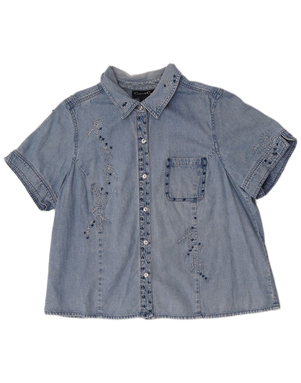 Casual & Corner Γυναικείο κοντομάνικο τζιν πουκάμισο UK 18 XL μπλε βαμβακερό