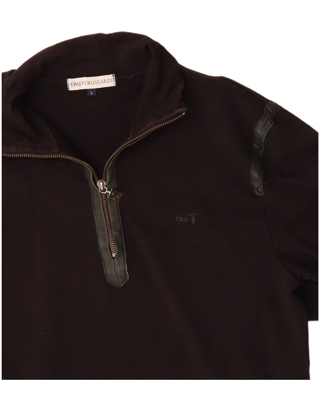 Γυναικεία φούτερ Trussardi με φερμουάρ με λαιμόκοψη, μεγάλο μαύρο βαμβακερό