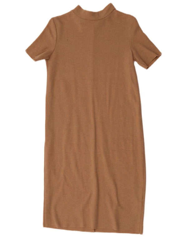 Zara Womens Trafaluc Jumper Dress UK 10 Small Beige Cotton