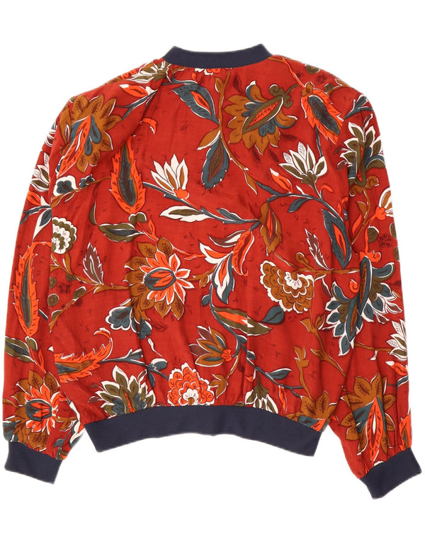 VINTAGE Γυναικείο πουκάμισο Μπλούζα UK 18 XL Κόκκινο φλοράλ βισκόζη