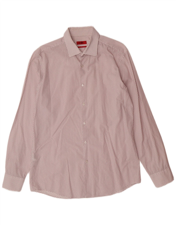 Ανδρικό πουκάμισο HUGO BOSS Slim Fit Μέγεθος 42 16 1/2 Μεγάλο βαμβακερό λευκό στίγματα