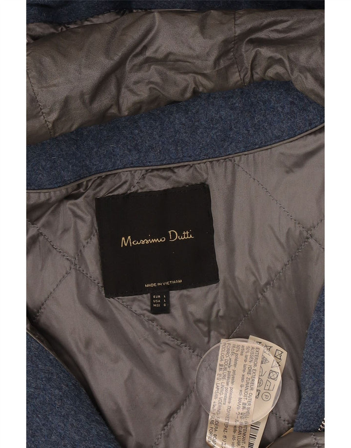 Massimo Dutti Γυναικείο παλτό μεγάλου μεγέθους με κουκούλα UK 16 μεγάλο μπλε μαλλί