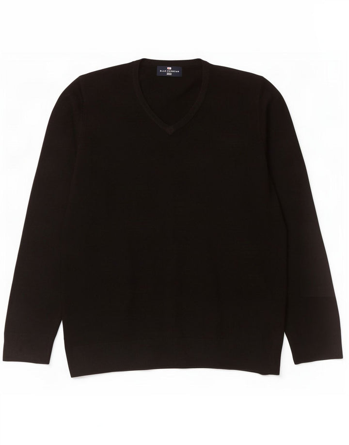 Ανδρικό πουλόβερ Marks & Spencer Blue Harbor με λαιμόκοψη με λαιμόκοψη μεσαίο μαύρο