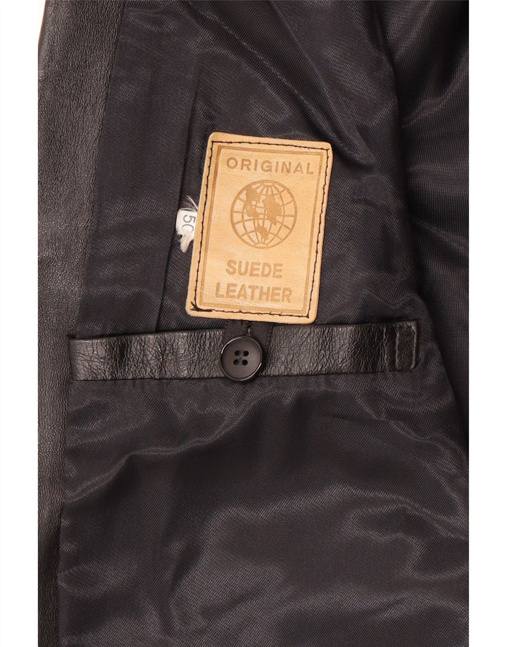 Vintage Ανδρικό Δερμάτινο Σακάκι Μπλέιζερ με 2 Κουμπιά IT 50 Μεγάλο Δερμάτινο Μαύρο