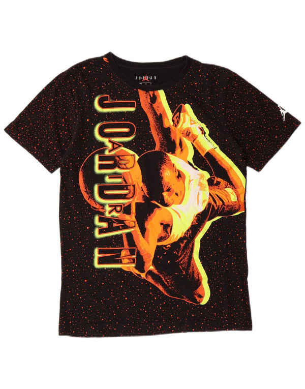 JORDAN Boys Graphic T-Shirt Top 13-14 Years XL Black Spotted Cotton