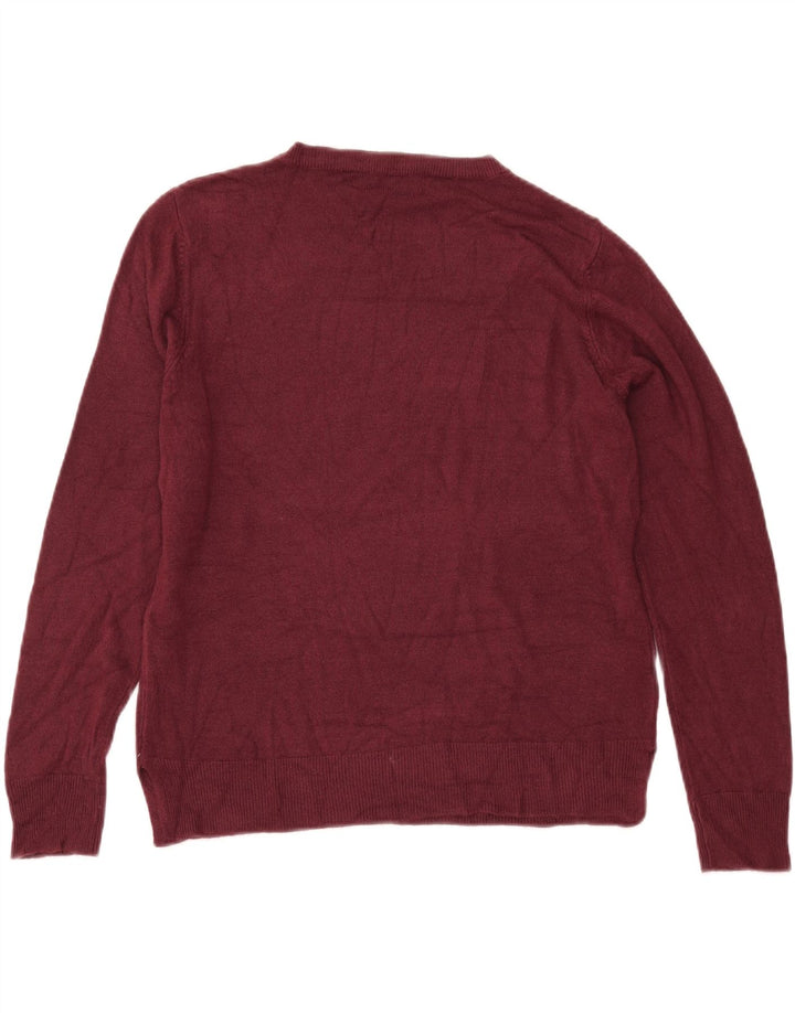 MARKS & SPENCER Γυναικείο πουλόβερ με λαιμόκοψη UK 14 Large Maroon Ακρυλικό