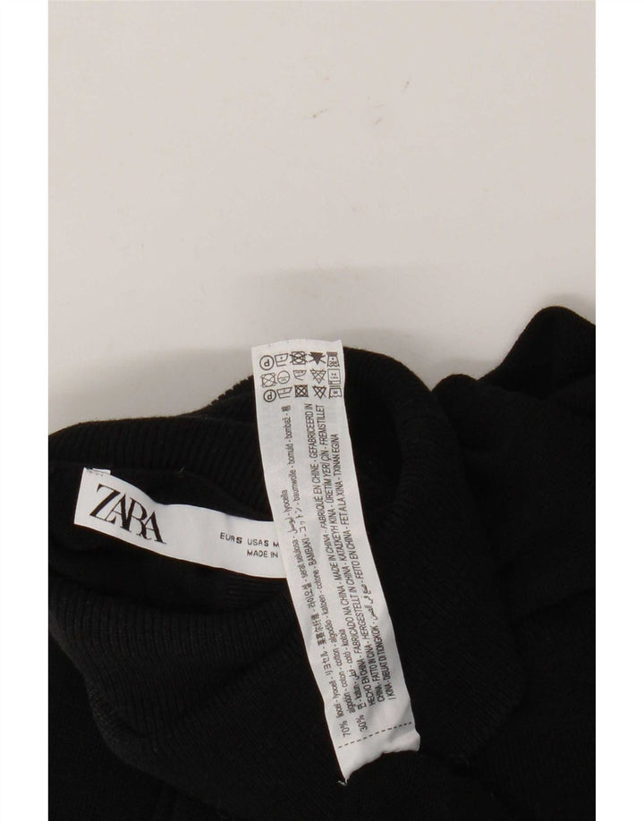 Zara Γυναικείο πουλόβερ με ρολό λαιμόκοψη UK 10 Small μαύρο Lyocell