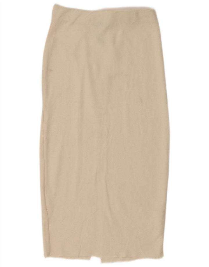 Zara Γυναικεία Midi Φούστα Small W26 Off White Βαμβακερή
