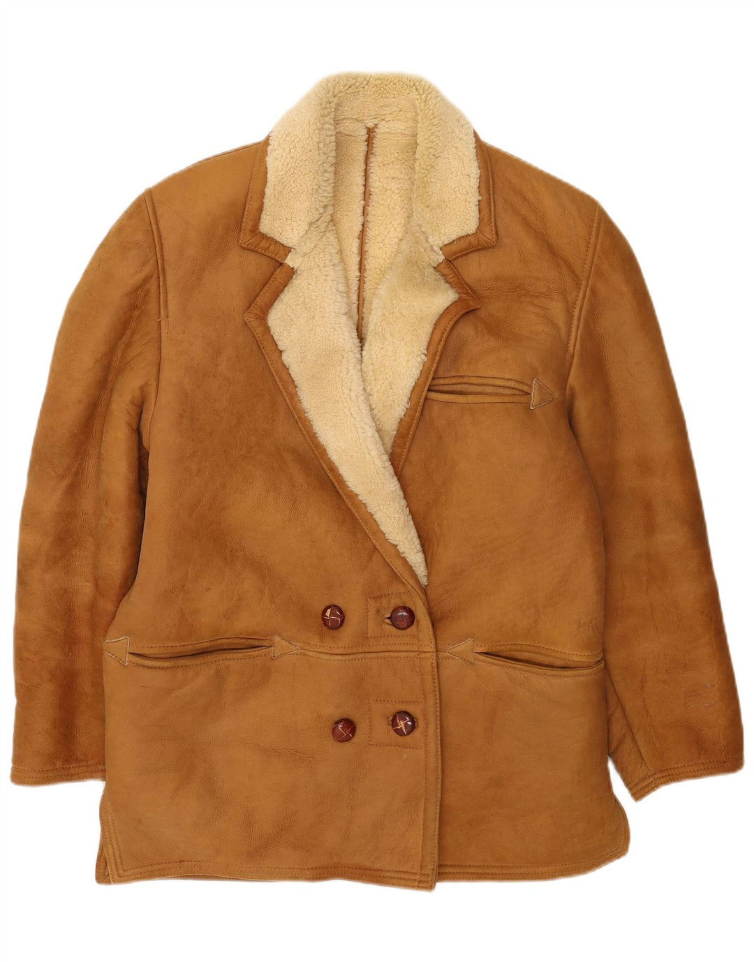 Vintage Γυναικείο Διπλό Μπουφάν Shearling UK 14 Large Beige