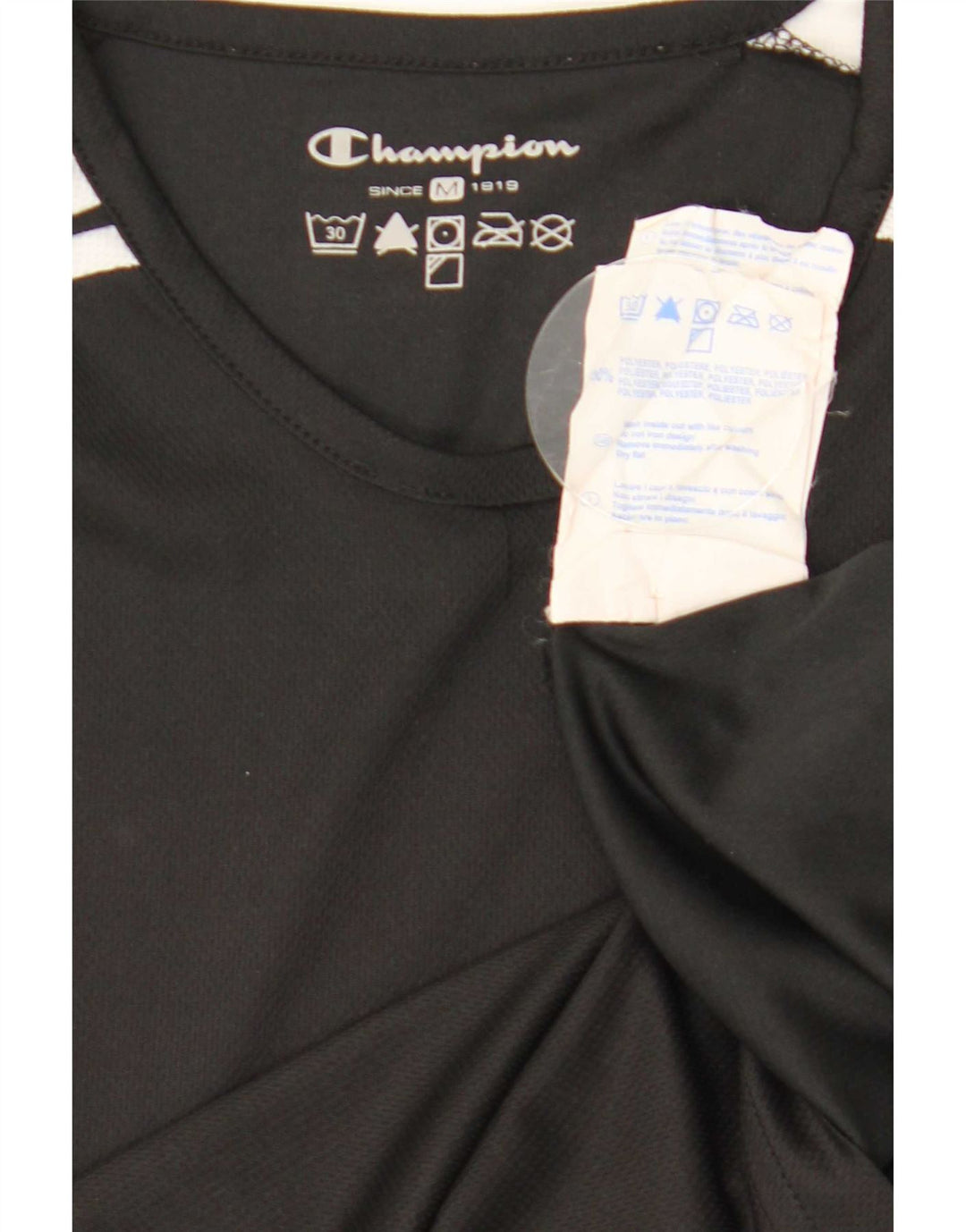 Champion Γυναικείο T-Shirt Top UK 12 Medium Black Colourblock Polyester
