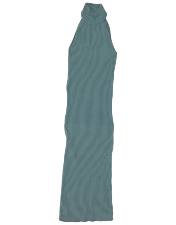 Zara Womens Maxi Halter Dress UK 12 Medium Blue Nylon