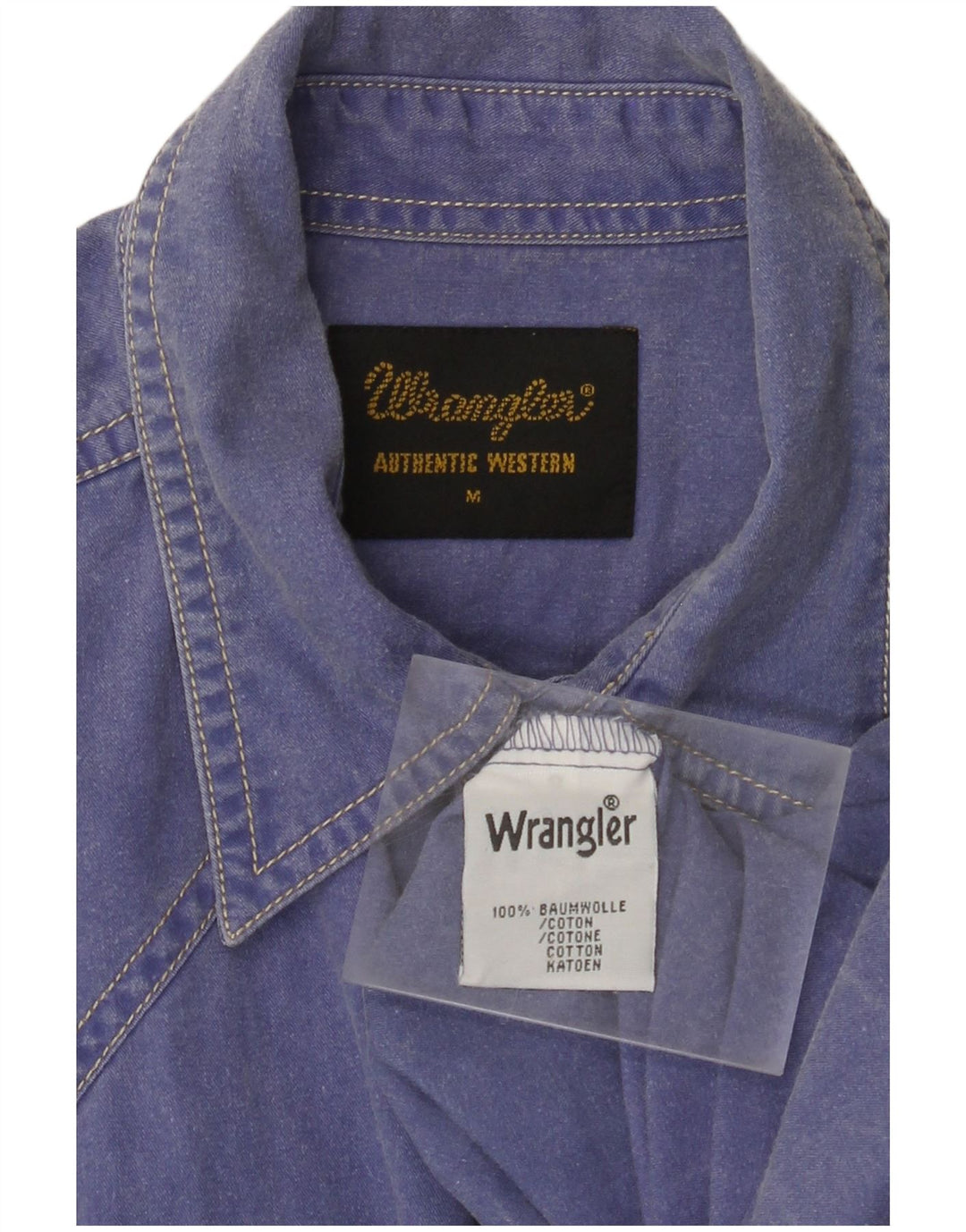Ανδρικό πουκάμισο WRANGLER, μεσαίο μπλε βαμβακερό