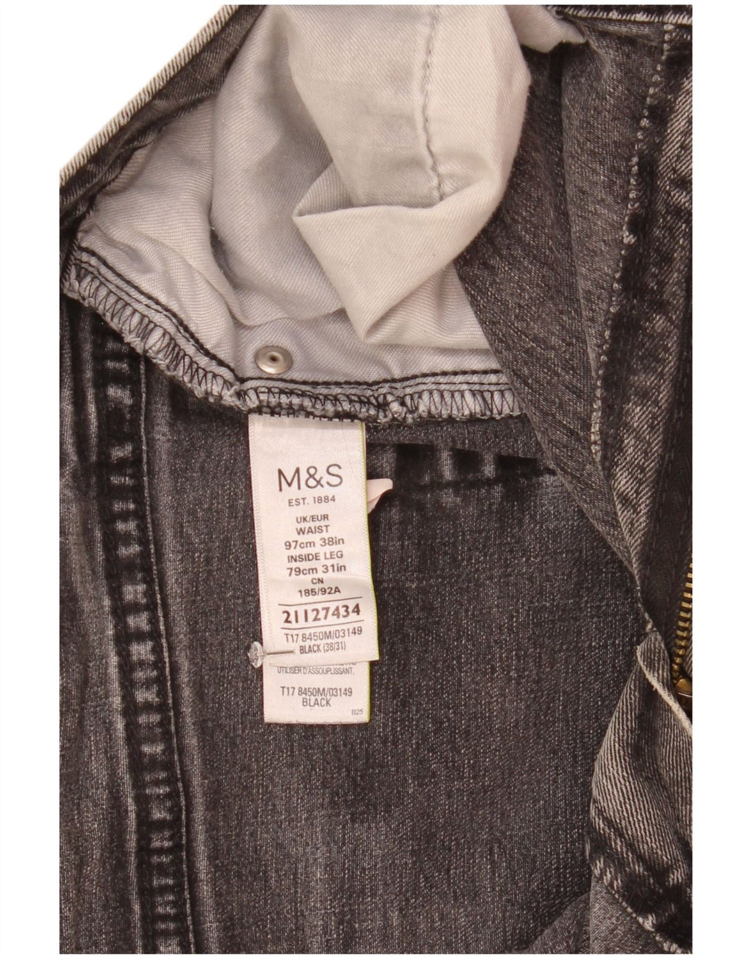 Ανδρικό τζιν ίσιο Marks & Spencer W38 L31 Μαύρο βαμβακερό