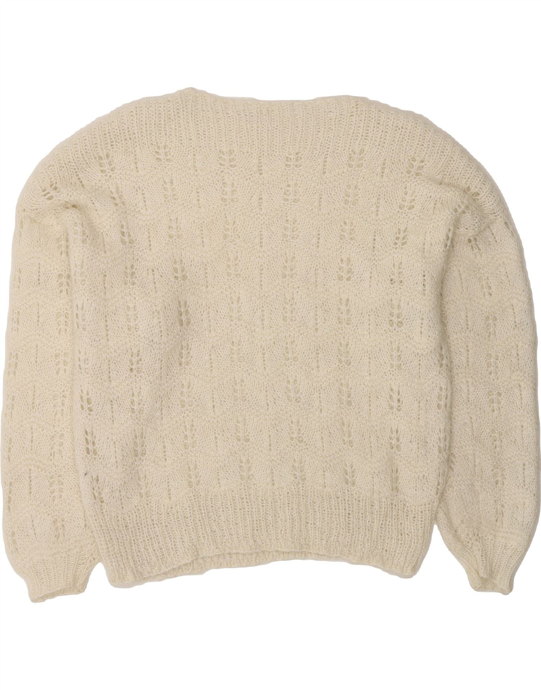VINTAGE Womens Boat Neck Jumper Sweater UK 14 Medium White Vintage Vintage and Second-Hand Vintage from Messina Hembry 