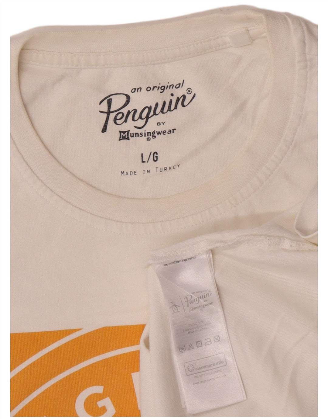 Ανδρικό γραφικό μπλουζάκι Penguin Top μεγάλο λευκό βαμβακερό