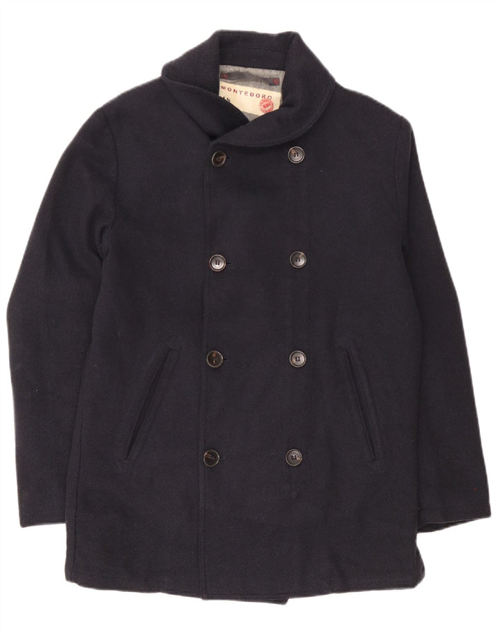 Montedoro Ανδρικό παλτό μπιζελιού IT 48 Medium Navy Blue Wool