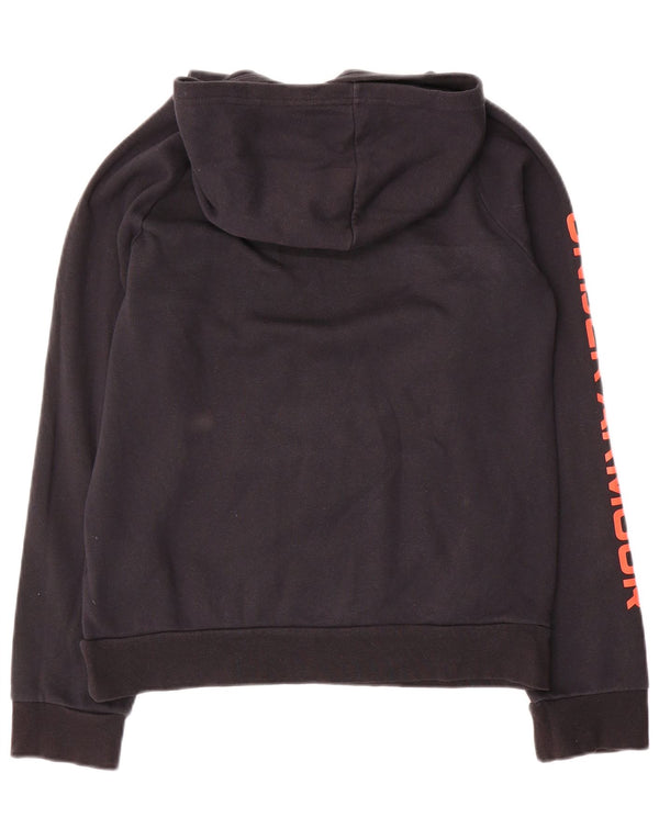 Under Armour Girls Graphic Hoodie Jumper 11-12 ετών μεγάλο μαύρο βαμβακερό