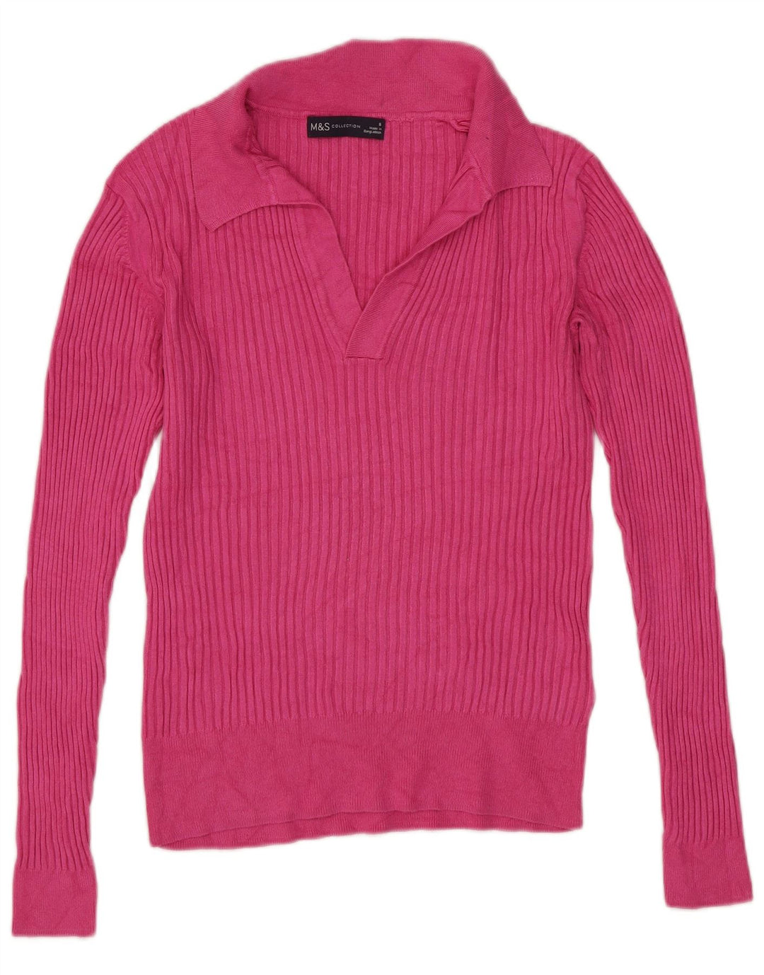 Marks & Spencer Γυναικείο πουλόβερ με λαιμό πόλο UK 8 Small Pink Viscose