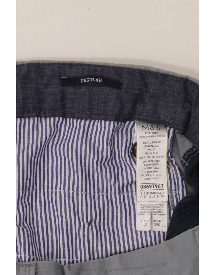 Marks & Spencer Ανδρικό ίσιο κανονικό παντελόνι W34 L29 Μπλε βαμβακερό