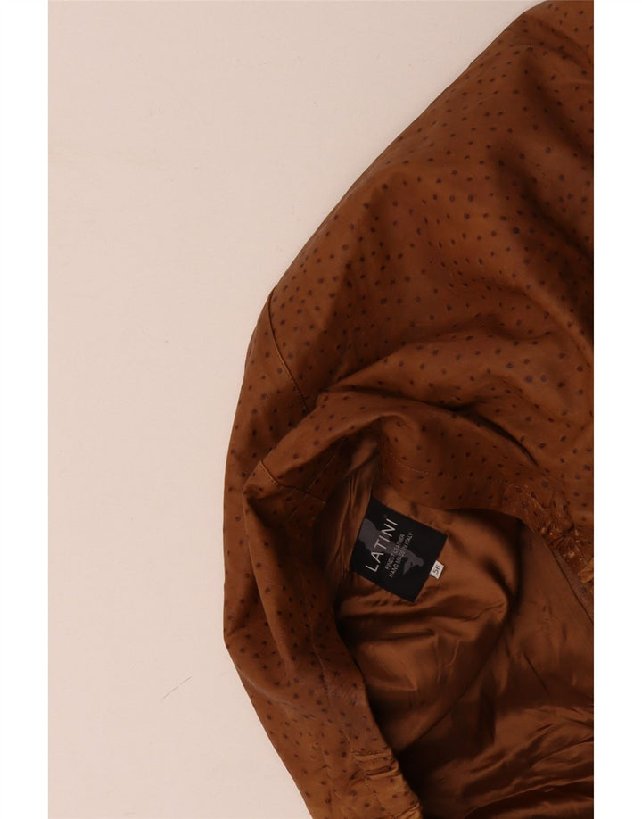 VINTAGE Ανδρικό Δερμάτινο Gilet IT 56 3XL Καφέ με στίγματα