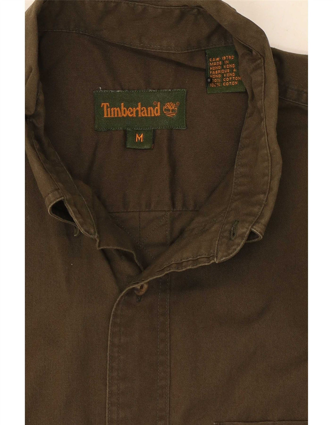 Ανδρικό πουκάμισο Timberland από μεσαίο χακί βαμβακερό