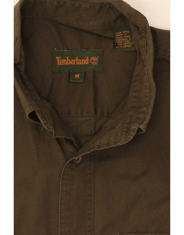 Ανδρικό πουκάμισο Timberland από μεσαίο χακί βαμβακερό