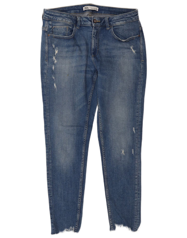 Zara Womens Distressed Skinny Jeans EU 42 Large W32 L27 Blue