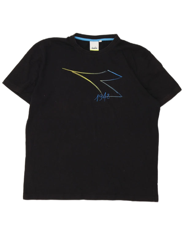 Diadora Ανδρικό γραφικό T-Shirt Top 3XL Μαύρο βαμβακερό