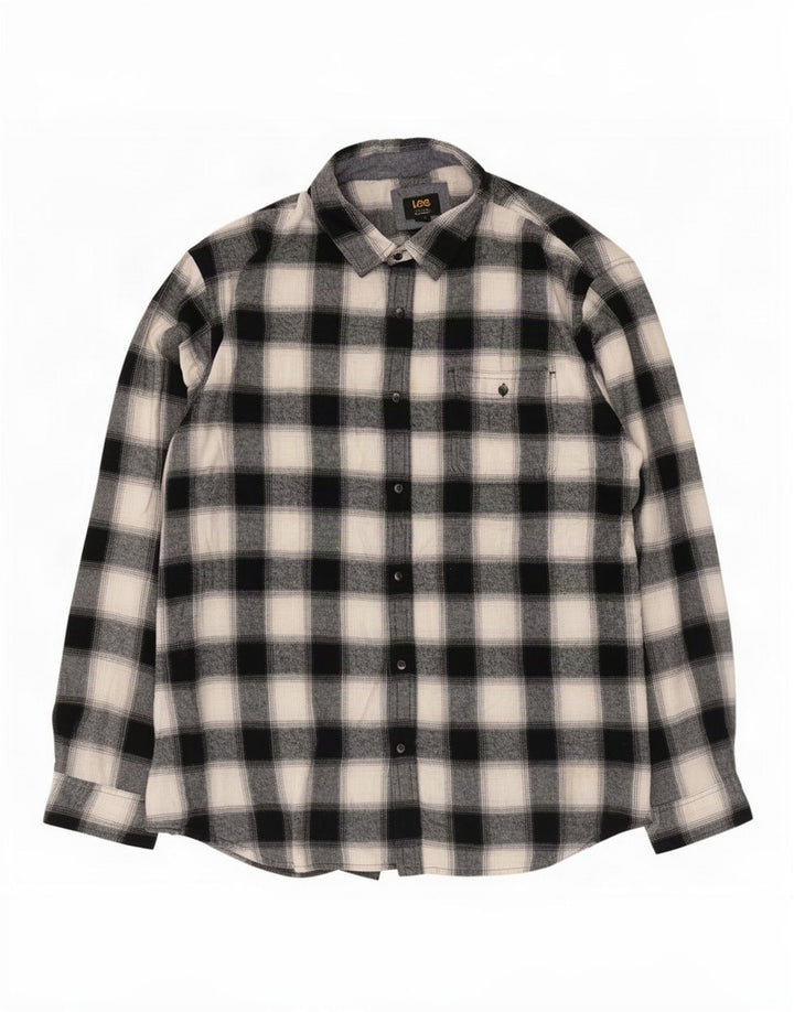 Ανδρικό φανελένιο πουκάμισο Lee Regular Fit 2XL Μαύρο βαμβακερό