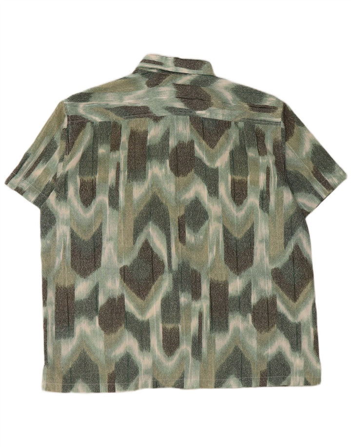 VINTAGE Ανδρικό κοντομάνικο πουκάμισο Μεγάλο πράσινο γεωμετρικό