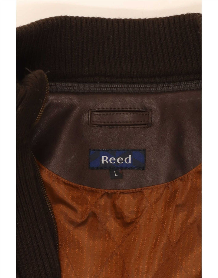 Ανδρικό δερμάτινο μπουφάν Reed UK 40 Large Brown
