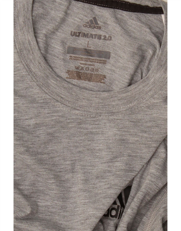 ADIDAS Mens Climalite T-Shirt Top Large Grey Flecked Vintage Adidas and Second-Hand Adidas from Messina Hembry 