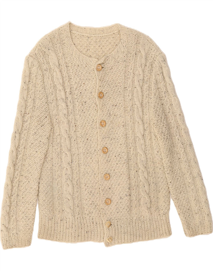 VINTAGE Womens Cardigan Sweater UK 12 Medium Beige Flecked Vintage Vintage and Second-Hand Vintage from Messina Hembry 