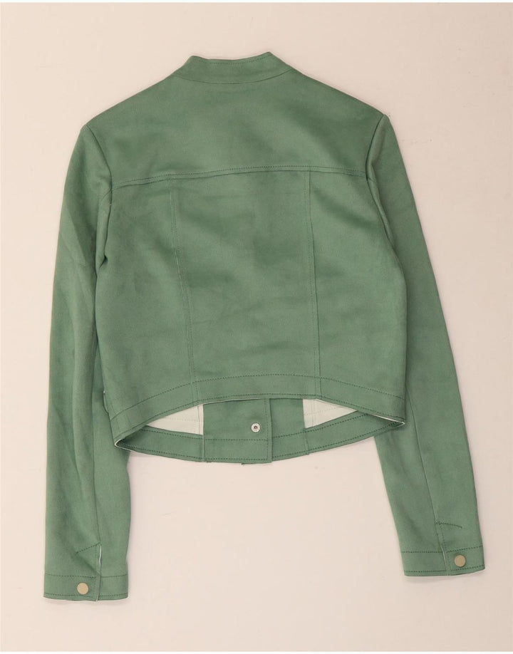 Zara Γυναικείο Crop Bomber Jacket UK 6 XS Green Polyester