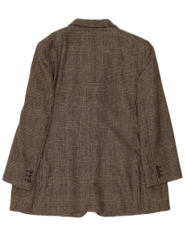 DAKS Womens 4 Button Blazer Jacket UK 18 XL Grey Check New Wool