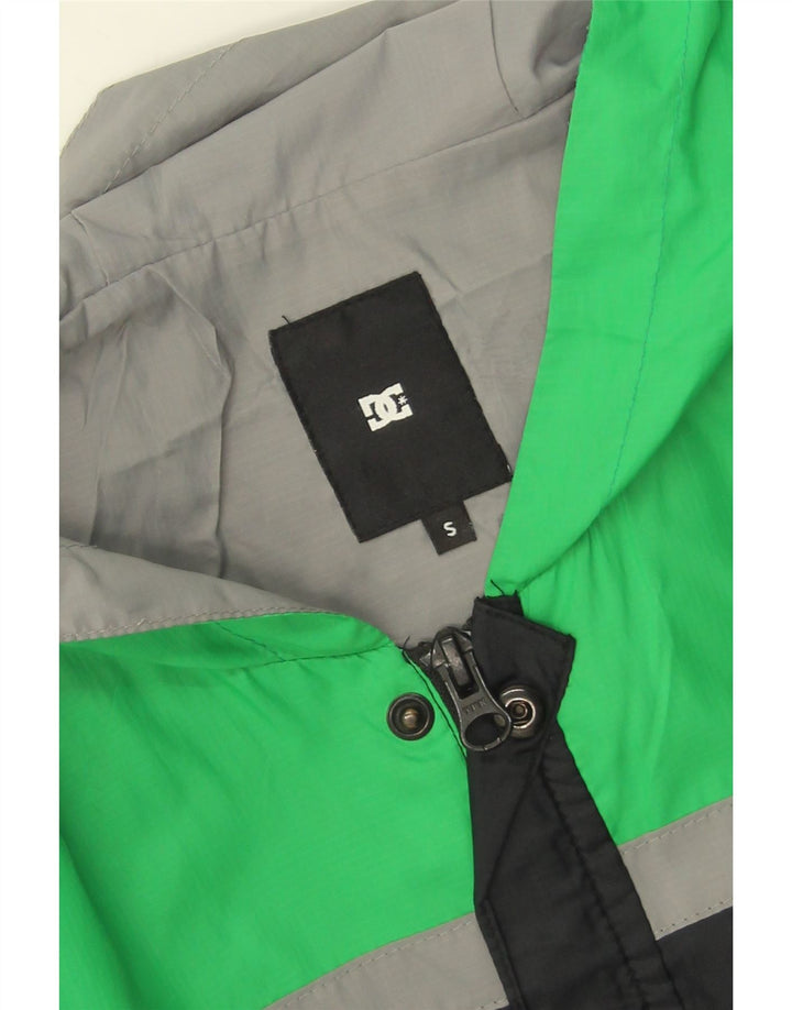 DC Boys Hooded Rain Jacket 8-9 Years Small Green Colourblock Polyester Vintage DC and Second-Hand DC from Messina Hembry 